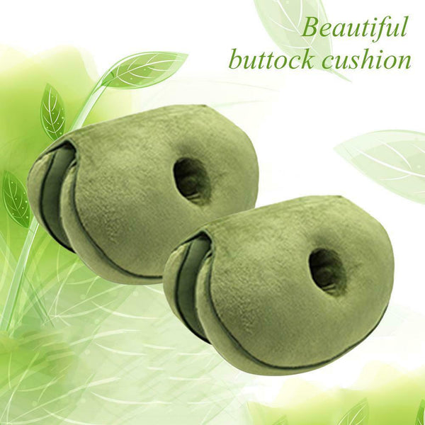 Dual Comfort Cushion Home Memory Foam Hip Lift Seat Cushions (Army Green)