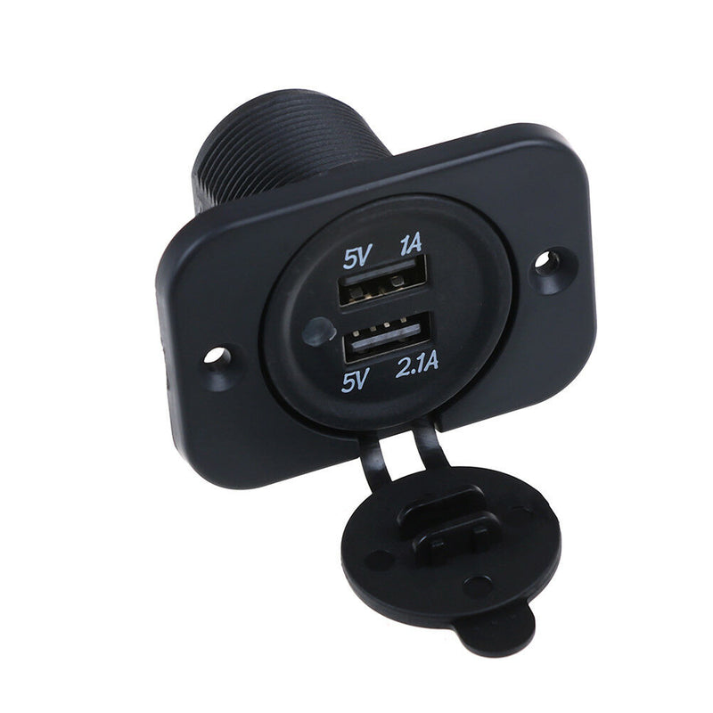 Dual 2 USB outlet 1A & 2.1A port socket charger for car boat motorcycle 12voltFT