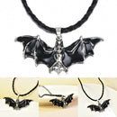 Mens Gothic Black Bat Vampire Halloween Dracula Pendant Punk Long Rope Necklace