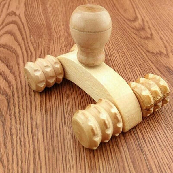 10Pcs Solid Wood Full-Body Four Wheels Wooden Car Roller Relaxing Hand Mass K6N3