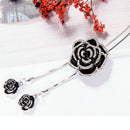 Chic Metal Chain Crystal Rose Flowers Pendant Women Necklace Long Sweater Chain