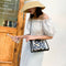 2pcs/Set Women Clear PVC Shoulder Bag PU Daisy Clutch Handbags (Black)
