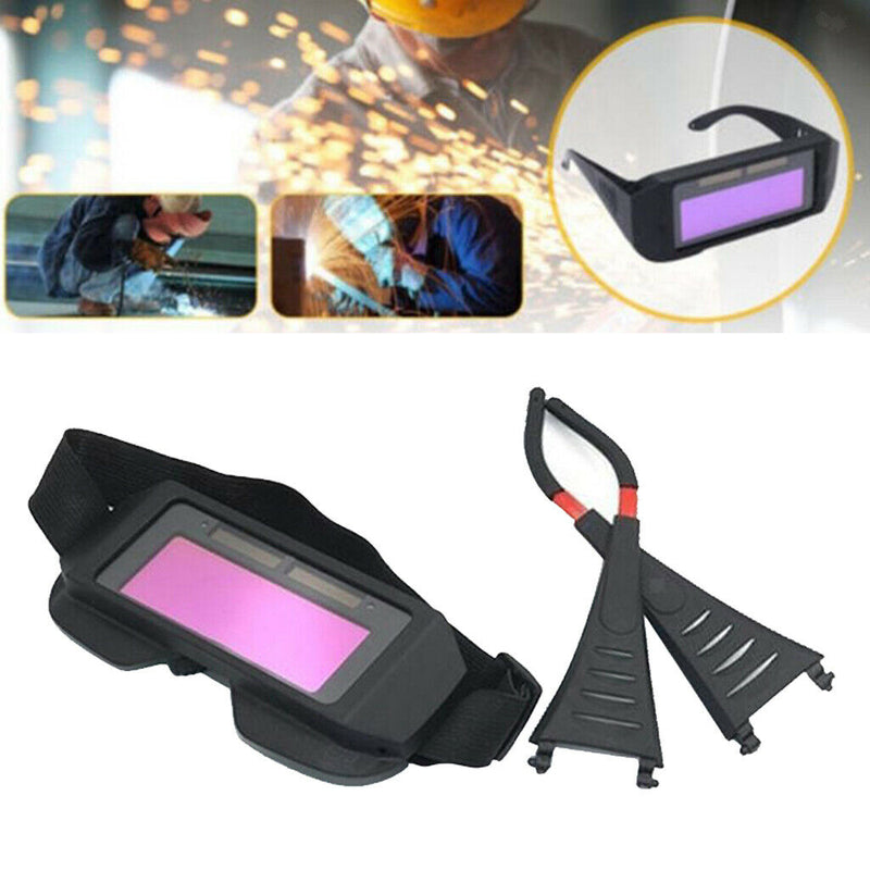 Auto Darkening Welder Goggle And Headband Helmet Anti-Glare Glasses Yellow Frame