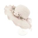 Women Ladies Summer Sun Beach Hat Outdoor Sun Hat with Flowers Elegant 3c