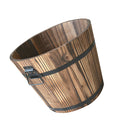6x Rustic Wood Bucket Flower Pot Garden for Plants Flower Garden Decor