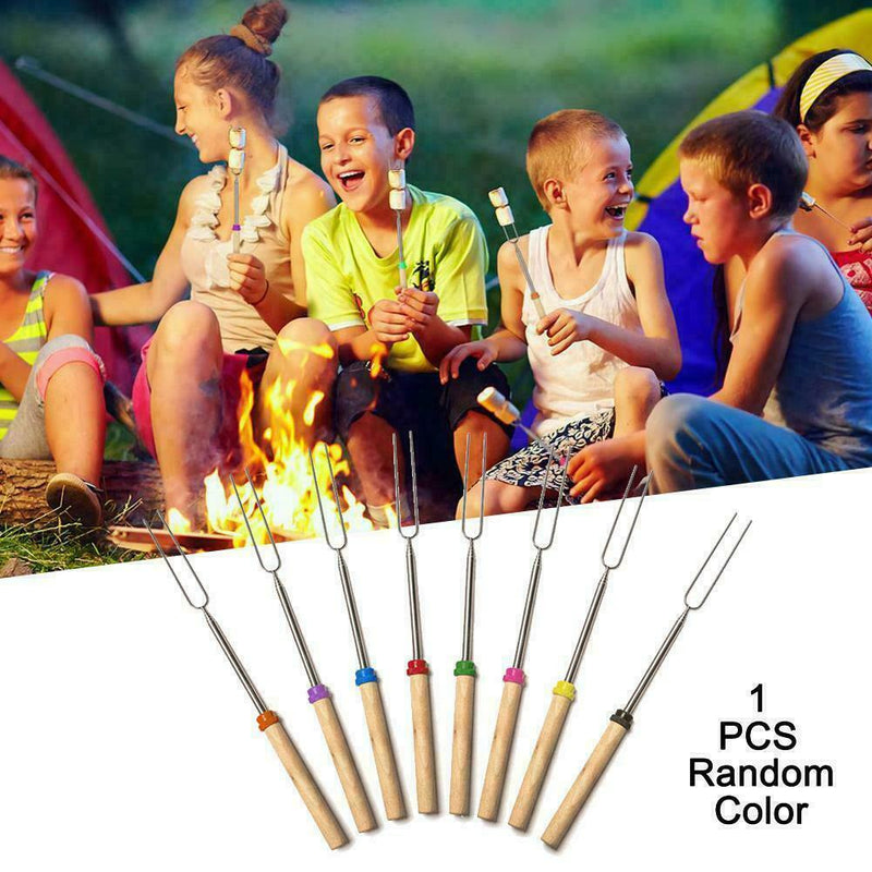 1* BBQ Barbecue Forks Marshmallow Roasting Sticks Telescoping With Bags W0N1