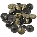 30PCs Round Sewing Buttons Bronze Tone Flower Decorative Pattern Mixed 17mm I7H1