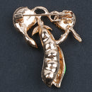 Enamel Green Pea Brooches For Women Crystal Simulated Pearls Corsages Sweat