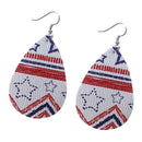 Women's American Flag Pattern Star Earrings Leather Teardrop Shape Jewelry