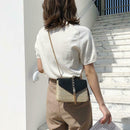 Straw Leather Women Messenger Bag Small Flap Purse Shoulder Handbag (Black)