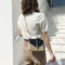 Straw Leather Women Messenger Bag Small Flap Purse Shoulder Handbag (Black)