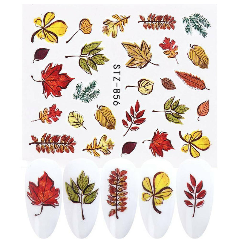 4 Sheets Fall Leaves Nail Art Water Decals Maple Leaf Transfer Stickers Decor AU