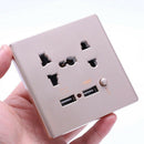 Wall Electrical 10A Universal Plug Faceplate Socket Double 2 USB Outlets Po