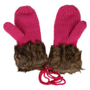 Rose-red Women's Cute Mitten Knitting Wool Fur Halter Winter Warm Gloves