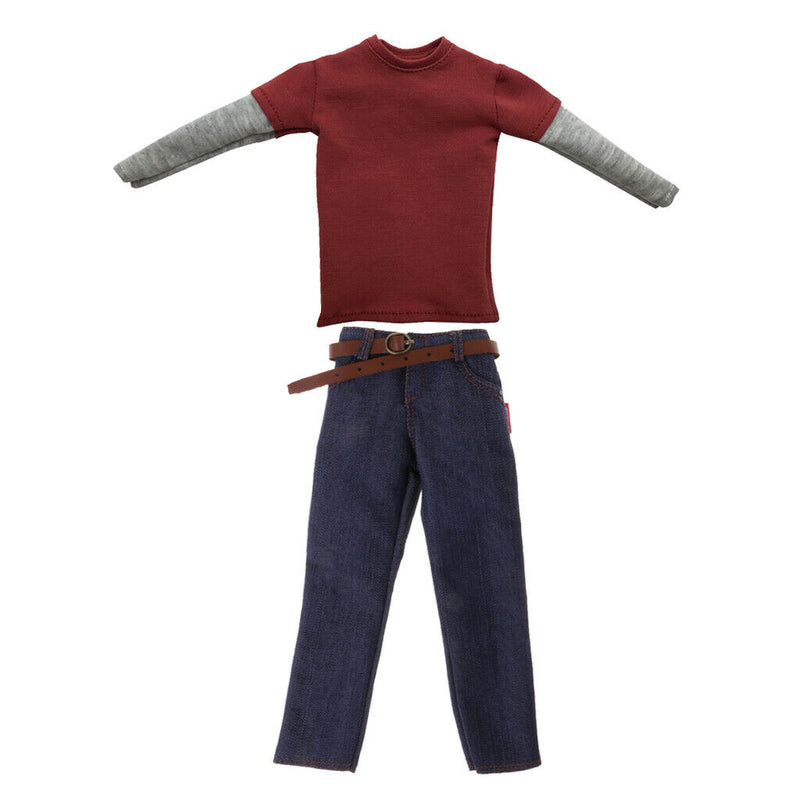 1/6 Scale Male Classic Denim Jeans Pants & T-shirt for 12'' Action Figures