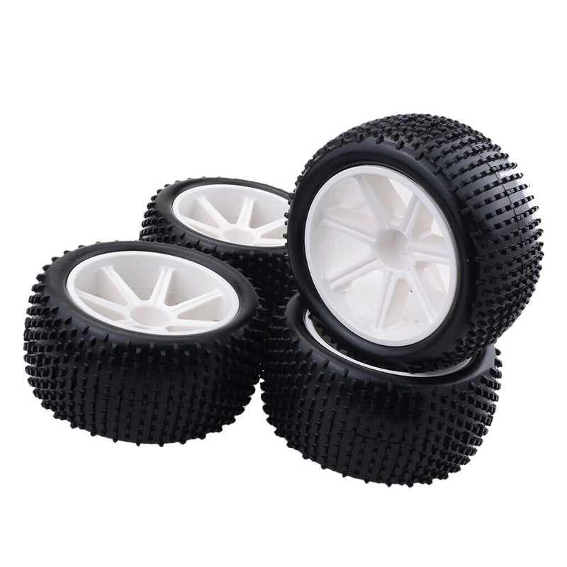 4 Pieces 12mm Hub Plastic Wheel Rim & Rubber Tire Tyres For 1:10 RC Buggy Truggy