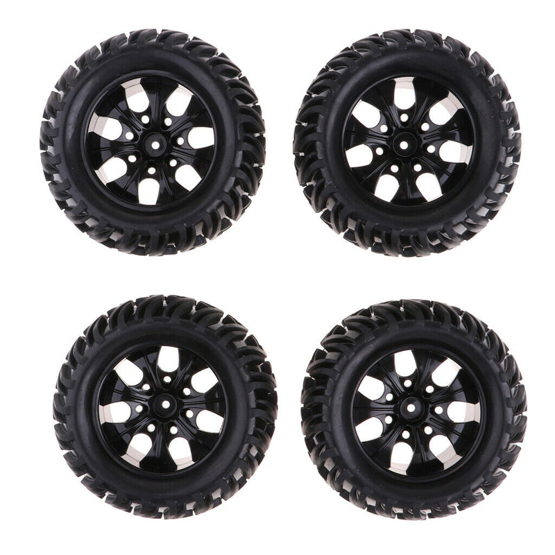 4Pcs 12mm Hub Wheel Rim & Rubber Tire Tyres for 1:10 RC Monster Truck Truggy