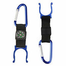 5 Black Carabiner Water Holder Bottle Clip Strap W/ Compass Camp Hiking Out A4B4