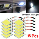 8Pcs 48 SMD COB White Panel LED T10 Car Interior Panel Light Dome Lamp Bulb AU
