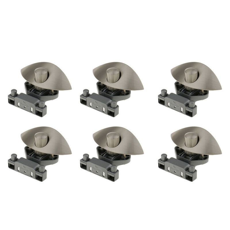 Pack of 6 Push Button Catch Door Lock Boat Motorhome Camper Van Satin Brushed