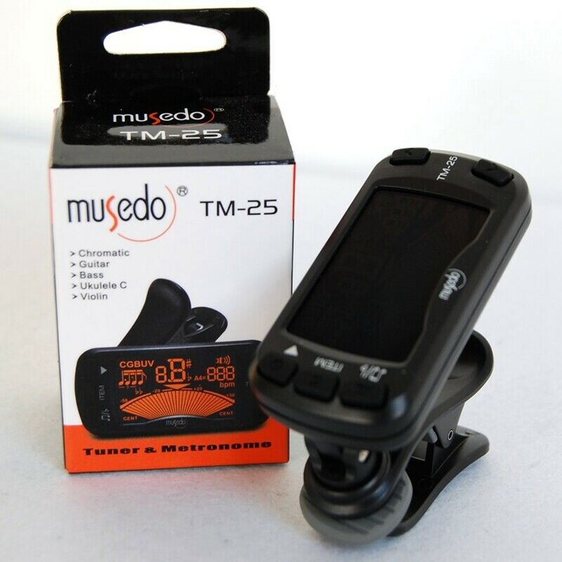 Musedo Tm-25 Tm25 Clip-On Electric Tuner & Metronome Guitar Chromatic Bass