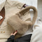 Women Fluffy Shoulder Bag Solid Plush Handbags Female Winter Totes (Brown)