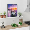 5D DIY Full Round Drill Diamond Painting Sunset Ship Cross Stitch Mosaic