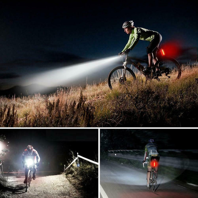 Waterproof MTB Bike USB Recharge Front Handlebar Light +Rear Tail Lights