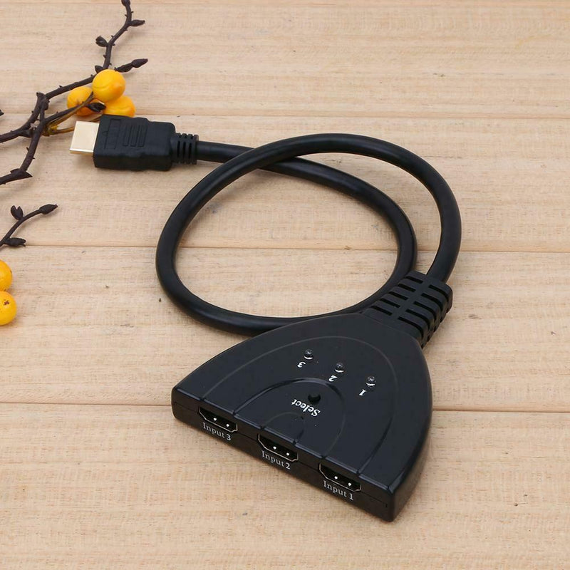 High-quality 3x1 HDMI Switcher Switch Splitter with Cable(Black)