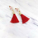 Christmas Earrings Santa Claus Tassel Long Dangles Ear Jewelry (Style 1)