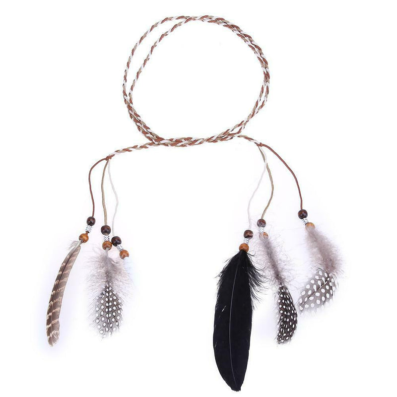 Women Peacock Feather Hair Accessories Headdress Bohemian Knitted Head Band