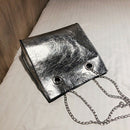 New Big Tote Female Bag Burst Crack Chain Shoulder Messenger Bag Pu Leather