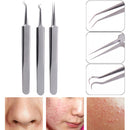 3PCS Precision Tweezers Stainless Steel Curved Fine Tip acne Tweezers Plier FT
