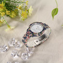 Women Fashion Geneva Flower Colour Print Plastic Style Quartz Wrist(6) A