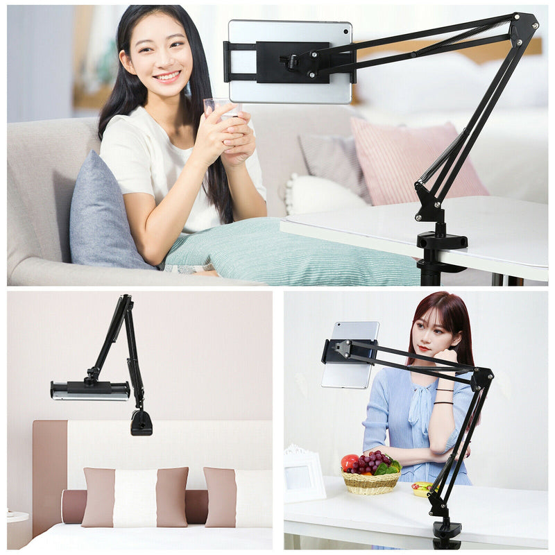Adjustable Bed Tablet Stand Long Arm Aluminum Stand Universal Rotating Desktop
