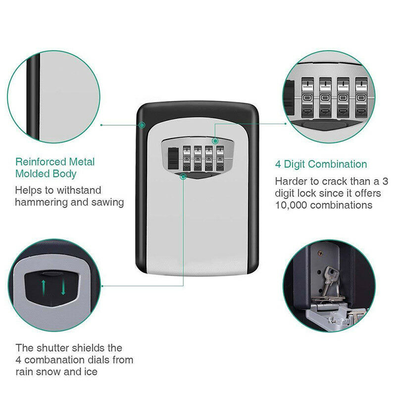 4 Digit Outdoor High Security Wall Mounted Key Safe Box Code Secure Lock-Stora3C