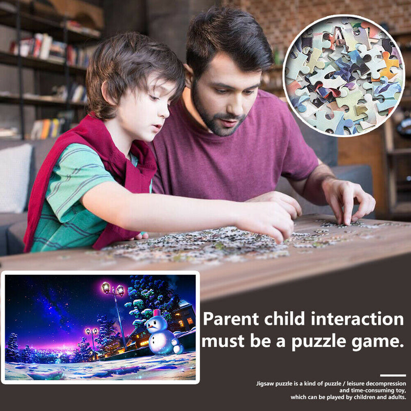 Picture Puzzles 1000 Pieces Snowman Assembling Puzzles Toys Holiday Gift