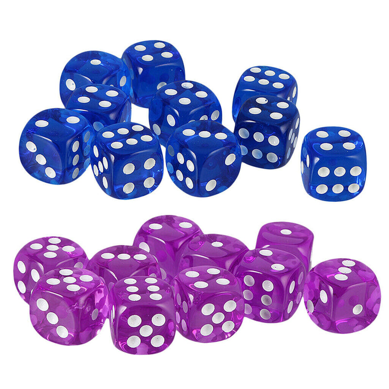 20Pcs Plastic Dices D6 Dotted for Dungeons and Dragons D&D RPG Game Player
