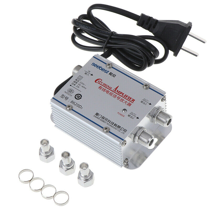Standard AC 20dB Signal Booster Amplifier Cable TV/UHF/VHF/FM Antenna Split.ES