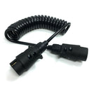7 Pin Plastic Trailer Plug X2 w/curly 1.5M extension Cable Male to Male Socket