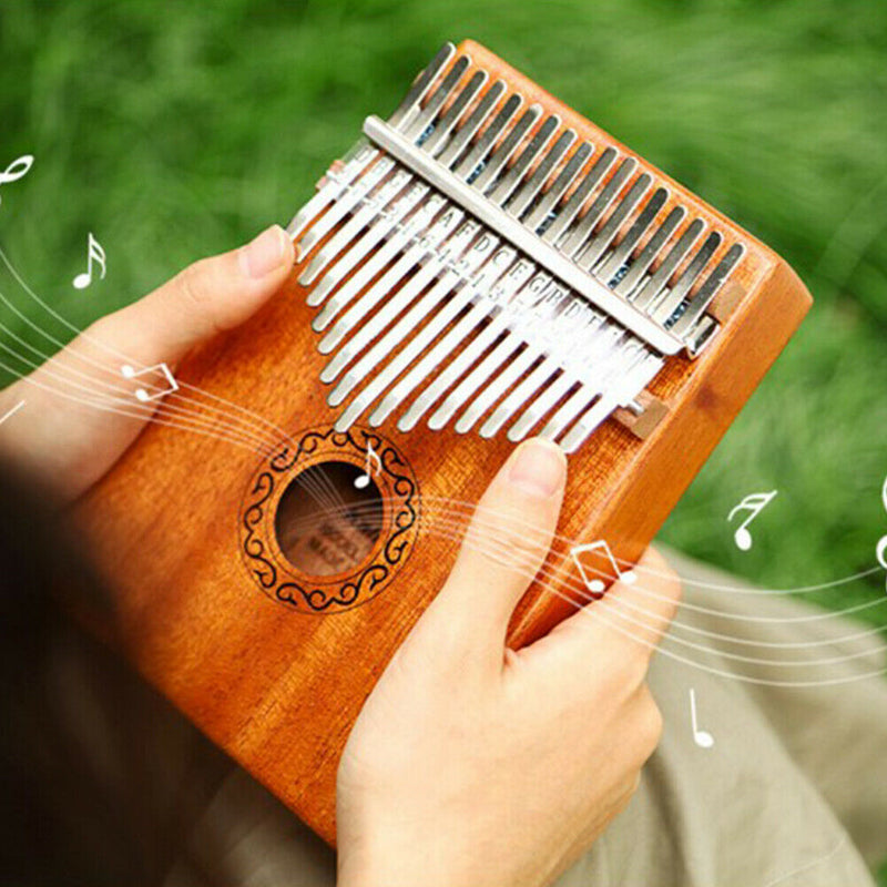 17-Key Thumb Finger Piano African Sanza Mbira Mahogany Wood Kalimba (Moire) A
