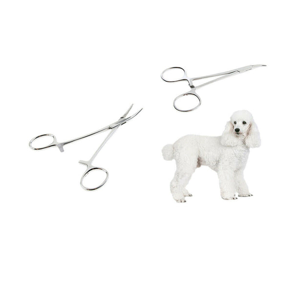 2 Pcs Dog Ear Cleaning Pliers Hair Clamp Tweezers Pet Forceps Curved Small