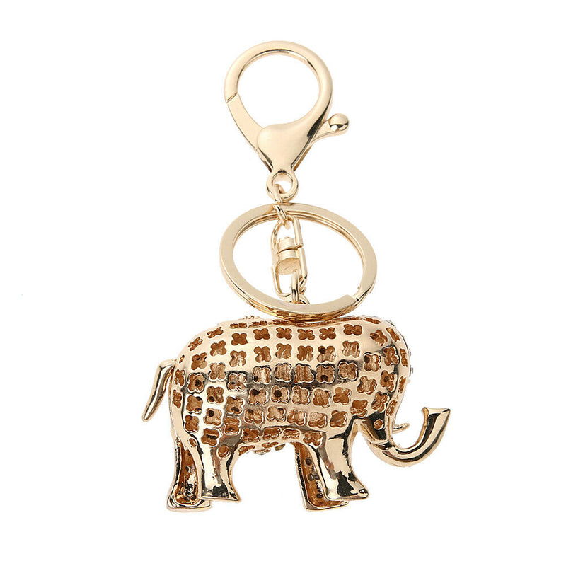 Popular Inlaid Color Cast Elephant Keychain Ladies Bag Pendant(White)  A