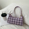 Fashion Plaid Women Handbag Korean PU Tote Underarm Shoulder Bag (Purple)