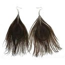 5X(1 Pair Peacock Multicolor Feather Fashion Dangle Earrings Z9S3)
