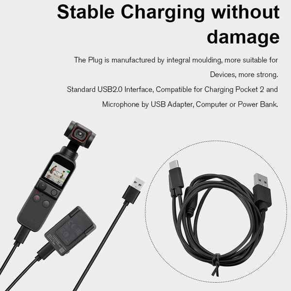 Suitable for DJI Pocket 2 camera microphone 2 in 1 USB charging cable