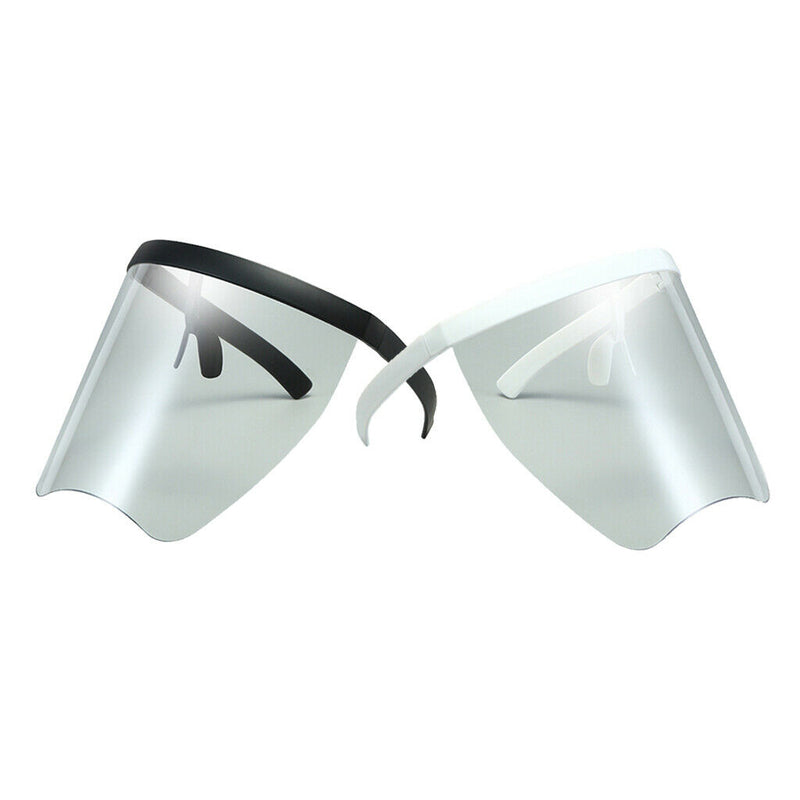 Large Full Face Shield Goggles Clear Lens Sunglasses Flat Top Wrap Visor Black