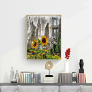 Building Sunflower Picture Full Round Rhinestone Diamond Painting Craft