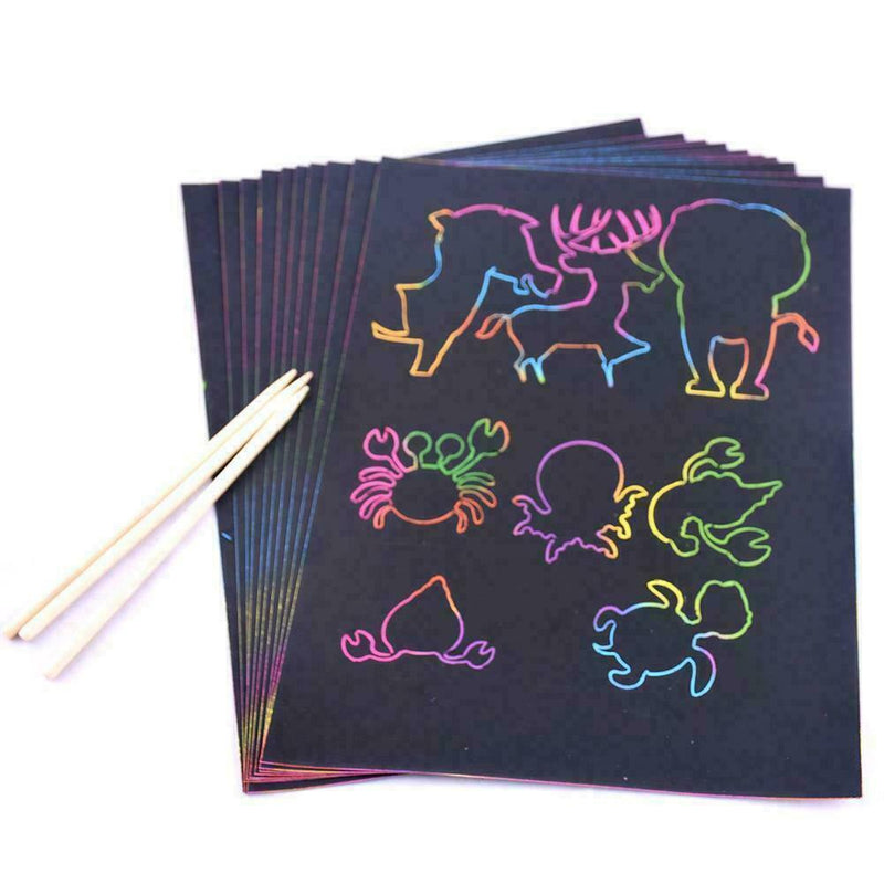 16K Colorful Scratch Paper Kids Creative Magic Drawing Pen Scratch Paper Wi O0X9