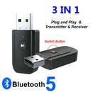 Bluetooth 5.0 Transmitter & Receiver 3 in 1 Audio Adapter USB AUX For TV/PC/Car